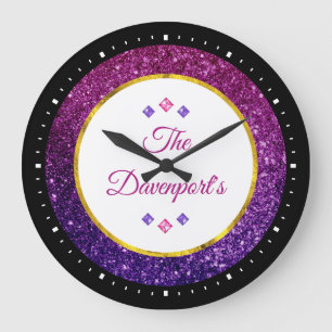 Pink & Purple Sparkling Gemstones Grote Klok