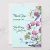  Pink Purple Teal Wildflower Summer Thank You  Kaart (Voorkant)