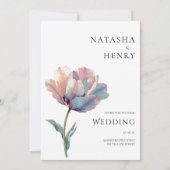 Pink Purple Tulip Flower Watercolor Wedding Kaart (Achterkant)