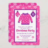 Pink & Purple Ugly Sweater Christmas Party Kaart (Voorkant / Achterkant)