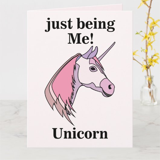 Pink Purple Unicorn Head Kaart (Gele Bloem)