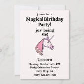 Pink Purple Unicorn Head Magical Birthday Party Kaart (Voorkant)