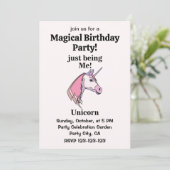 Pink Purple Unicorn Head Magical Birthday Party Kaart (Staand voorkant)