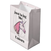 Pink Purple Unicorn Head Medium Cadeauzakje (Voorkant Gekanteld)