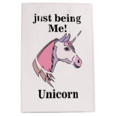 Pink Purple Unicorn Head Medium Cadeauzakje (Voorkant)