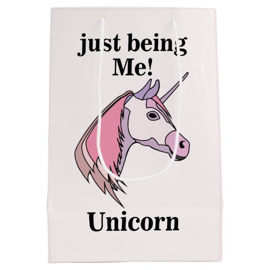 Pink Purple Unicorn Head Medium Cadeauzakje (Achterkant)