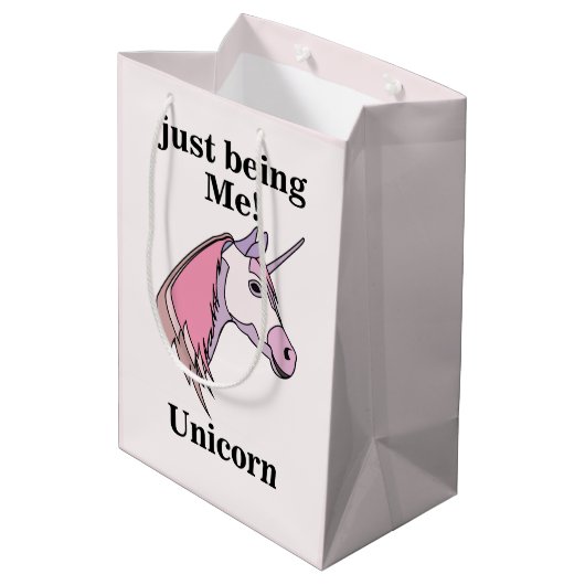 Pink Purple Unicorn Head Medium Cadeauzakje (Achterkant Gekanteld)