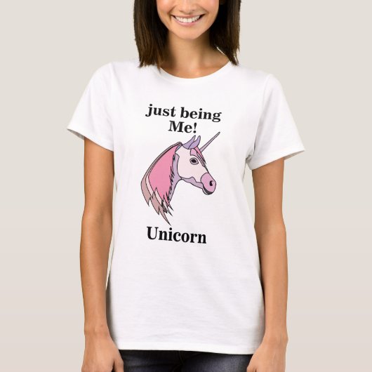 Pink Purple Unicorn Head T-shirt (Voorkant)