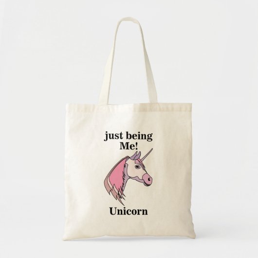 Pink Purple Unicorn Head Tote Bag (Voorkant)
