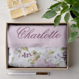 Pink Purple Watercolor Wildflowers Monogram Tissuepapier
