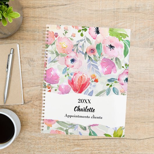 Pink purple watercolored flowers 2026 planner