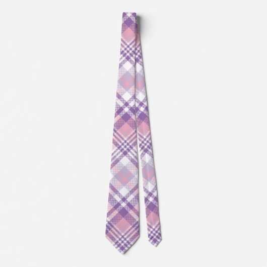 Pink, Purple & White Plaid Stropdas (Voorkant)