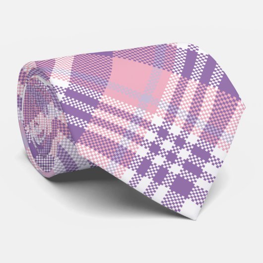 Pink, Purple & White Plaid Stropdas (Opgerold)