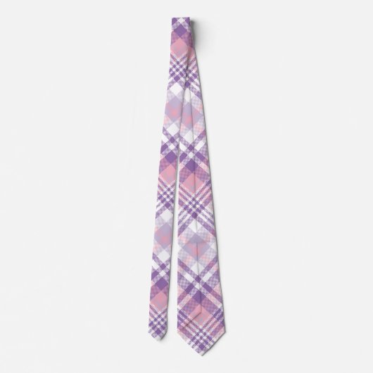 Pink, Purple & White Plaid Stropdas (Achterkant)
