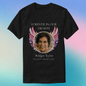 Pink & Purples Angel Wings Funeral Photo Memorial T-shirt