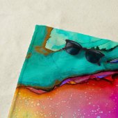 Pink PurpleTurquoise Marble Abstracte Waterverf Strandlaken (In situ)