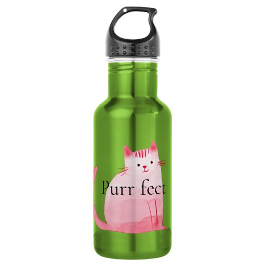 Pink Purrfect Cat  Waterfles (Voorkant)