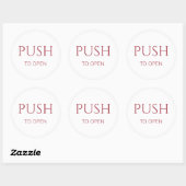 Pink Push to Open Door Sign Ronde Sticker (Vel)