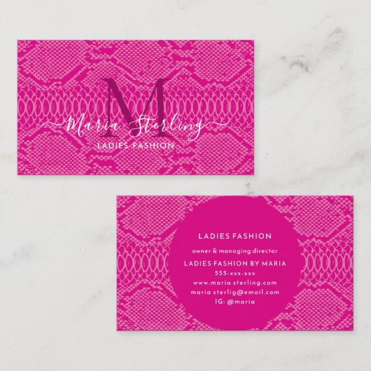 Pink Python Skin Visitekaartje (Voorkant / Achterkant)