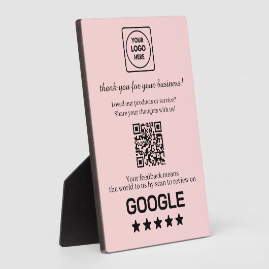 Pink QR Code | Google Business Rating Display Fotoplaat (Zijkant)