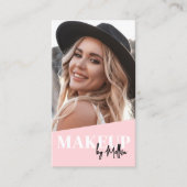 Pink QR Code Photo Makeup Vertical Visitekaartje (Voorkant)