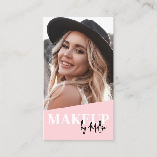 Pink QR Code Photo Makeup Vertical Visitekaartje (Voorkant)