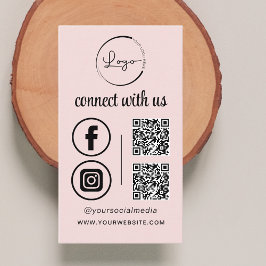 Pink QR Connect with US Business Logo Social Media Visitekaartje