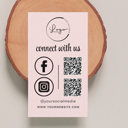 Pink QR Connect with US Business Logo Social Media Visitekaartje