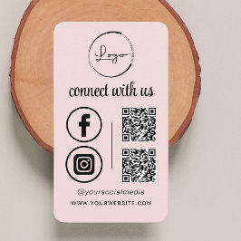 Pink QR Connect with US Business Logo Social Media Visitekaartje