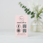 Pink QR Connect with US Business Logo Social Media Visitekaartje (Staand voorkant)