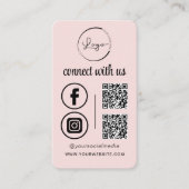 Pink QR Connect with US Business Logo Social Media Visitekaartje (Voorkant)