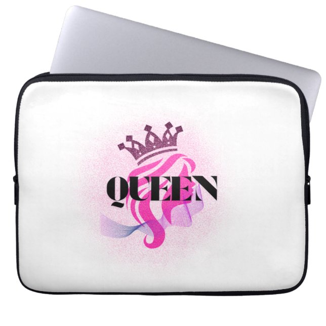 Pink Queen Crown Design – Confident Feminine Power Laptop Sleeve (Voorkant)