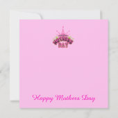 Pink Queen Crown Happy Mothers day Flat Kaart (Achterkant)