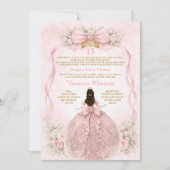 Pink Quinceañera Blush Bow Floral Sweet Kaart (Voorkant)