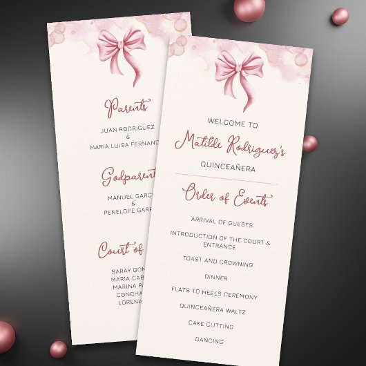 Pink Quinceañera Celebration Programma