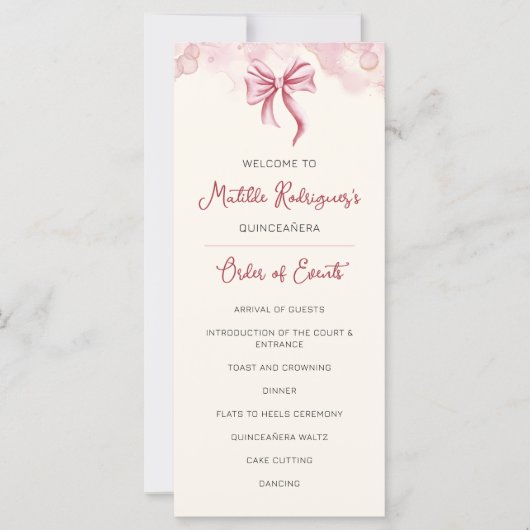 Pink Quinceañera Celebration Programma (Voorkant)