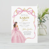 Pink Quinceanera Invitation Kaart (Staand voorkant)
