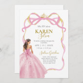 Pink Quinceanera Invitation Kaart (Voorkant / Achterkant)