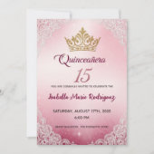 Pink Quinceañera Invitations Kaart (Voorkant)