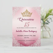 Pink Quinceañera Invitations Kaart (Staand voorkant)