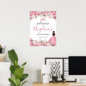 Pink Quinceanera Welcome Sign Poster (Thuiskantoor)