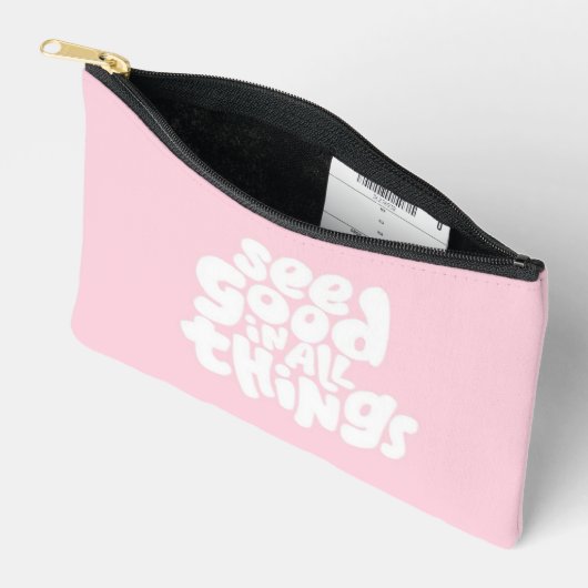 Pink quotes Makeup/ Skincare Print Cut Sew Bag Etui (Open)