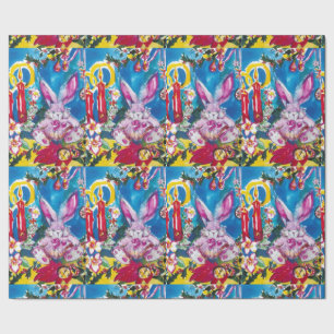 PINK RABBIT, CHRISTMAS CANDLES EN HOLLYBERRIES CADEAUPAPIER