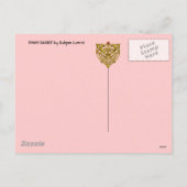 PINK RABBIT, CHRISTMAS CANDLES EN HOLLYBERRIES FEESTDAGENKAART (Achterkant)