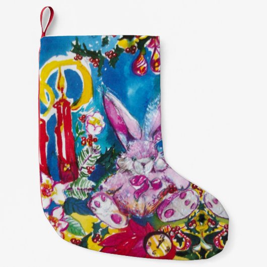 PINK RABBIT, CHRISTMAS CANDLES EN HOLLYBERRIES KLEINE KERSTSOK (Voorkant)