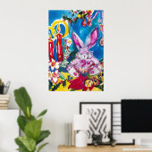 PINK RABBIT, CHRISTMAS CANDLES EN HOLLYBERRIES POSTER (Thuiskantoor)