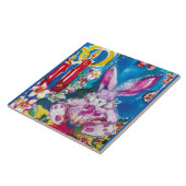 PINK RABBIT, CHRISTMAS CANDLES EN HOLLYBERRIES TEGELTJE (Zijkant)