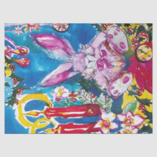 PINK RABBIT, CHRISTMAS CANDLES EN HOLLYBERRIES TISSUEPAPIER