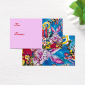 PINK RABBIT, CHRISTMAS CANDLES EN HOLLYBERRIES VISITEKAARTJE (Bureau)