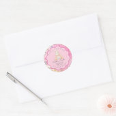 pink rabbit cute baby shower ronde sticker (Envelop)